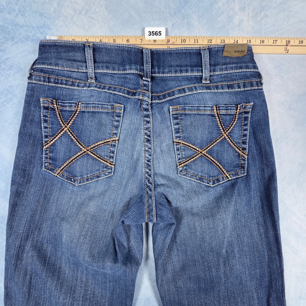 Ariat Denim Trouser Jeans Womens 31L Medium Wash Wide Leg Stretch Blue Denim - Picture 9 of 9